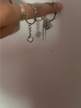 Hot Topic Silver Hoop Earrings with Dice Charms